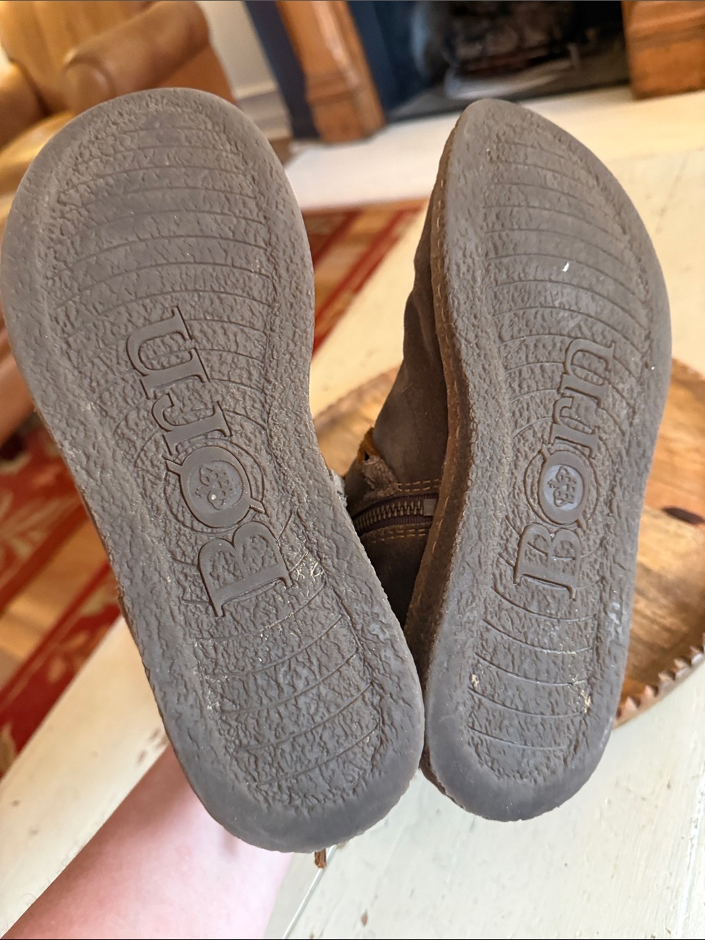 Born Boots Wm 9.5 Calyn Brown Suede Distressed Leather Ankle Casual Comfort - Picture 5 of 10